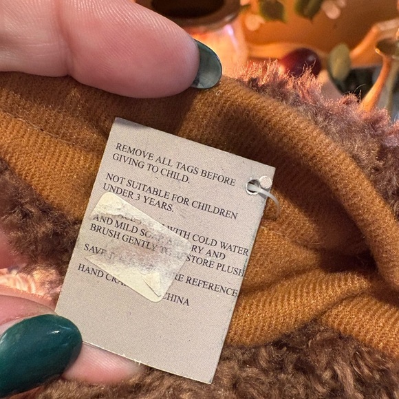 14” DRK BROWN BUNNY W/ CHECKED DRESS HOLDING BEAR FROM THE BEARINGTON COLLECTION - Picture 8 of 8